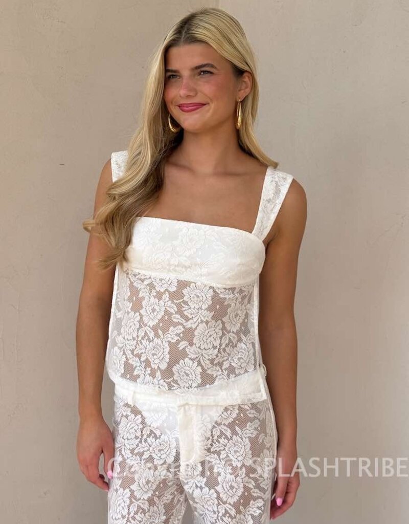 Langley Wide Square Neck Lace Top