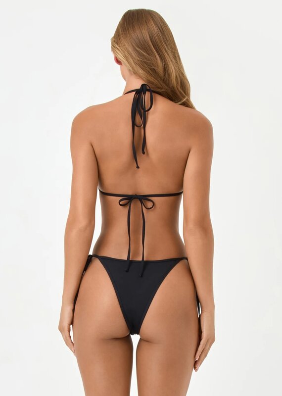 L Space Levy Floral Applique Tie Side Bikini Bottom Bitsy