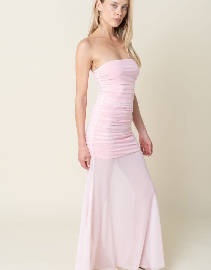 Maddie Strapless Sheer Maxi Dress