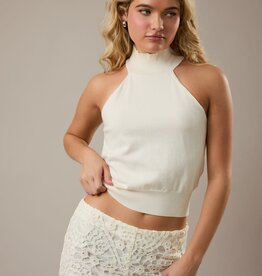 Mock Neck Sleeveless Sweater Top