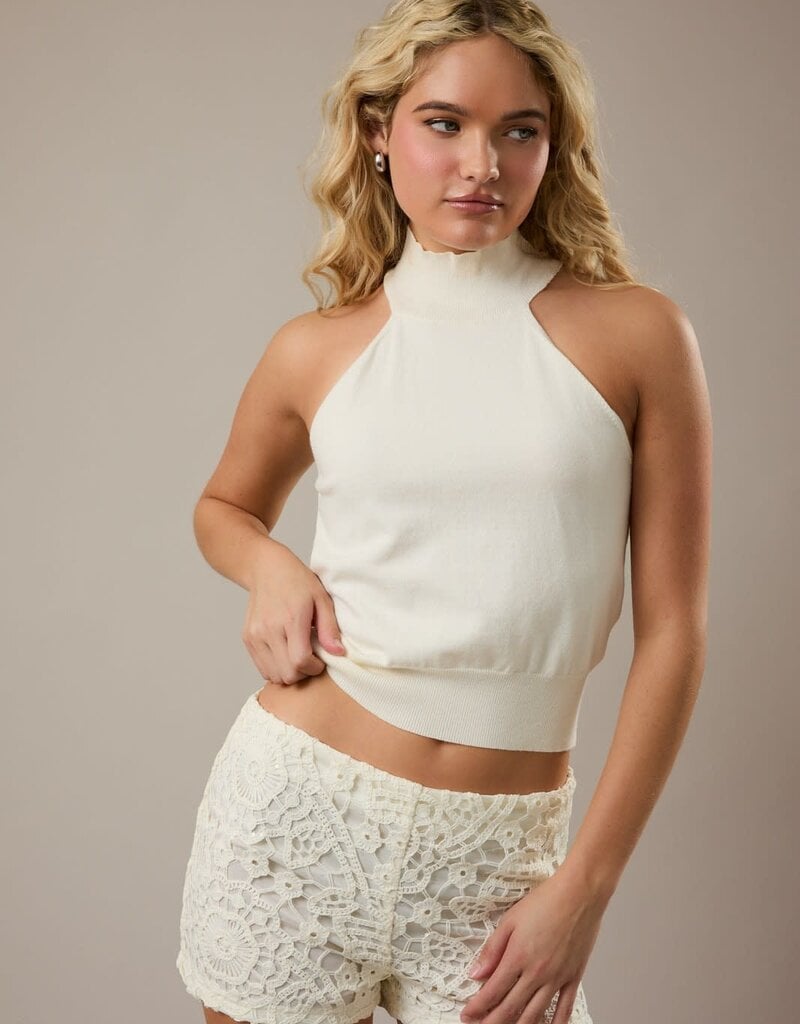 Mock Neck Sleeveless Sweater Top