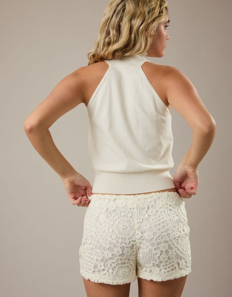 Mock Neck Sleeveless Sweater Top