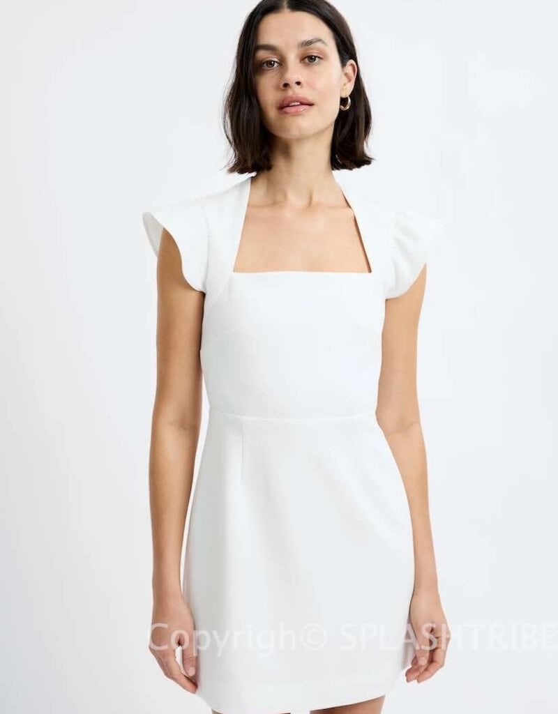 Whisper Square Neck Flutter Sleeve Mini Dress