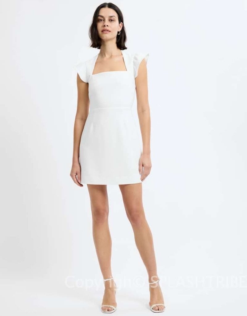 Whisper Square Neck Flutter Sleeve Mini Dress