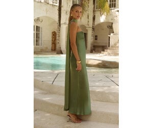 knee length dresses for ladies The Imogene Green Maxi Dress with Scarf | Oh Polly main image 1