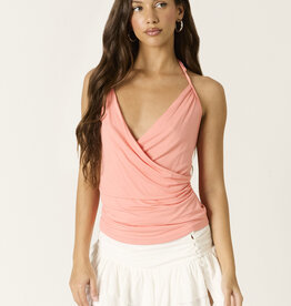 Draped Halter Top With Fitted Waist