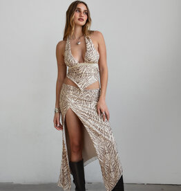 Sienna Halter Top Maxi Skirt Set With Studs