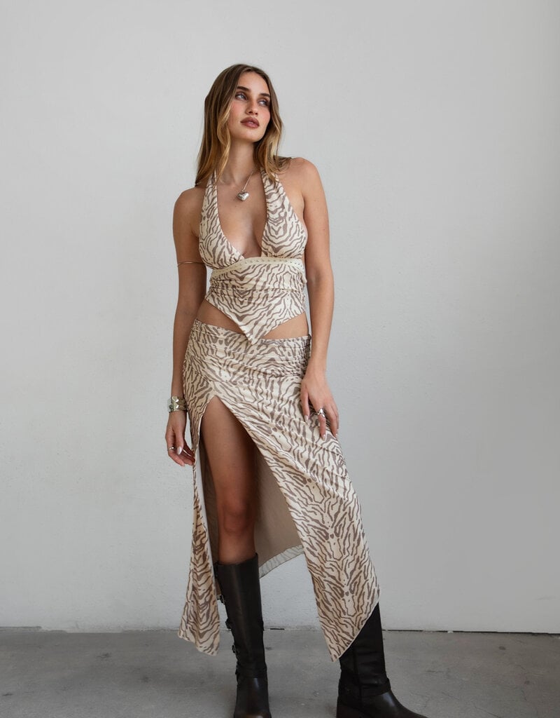Sienna Halter Top Maxi Skirt Set With Studs