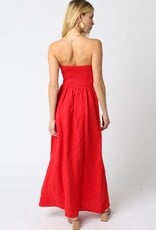 Marisa Linen Strapless Maxi Dress