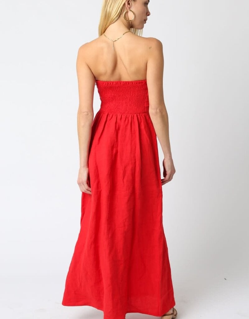 Marisa Linen Strapless Maxi Dress