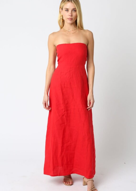 Marisa Linen Strapless Maxi Dress