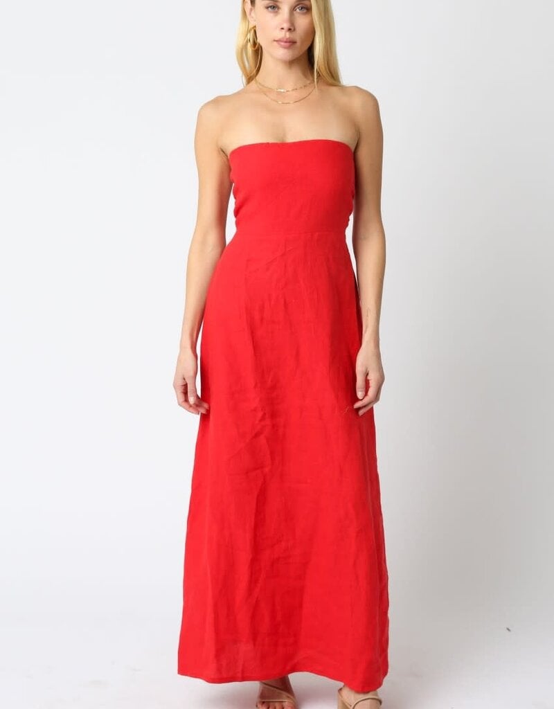 Marisa Linen Strapless Maxi Dress