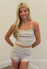 Striped Cami Strap Tank Foldover Short Set