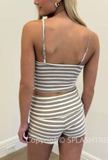 Striped Cami Strap Tank Foldover Short Set