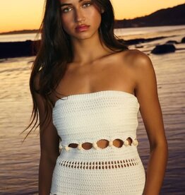 Sea Shell Detail Strapless Knit Mini Dress
