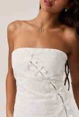 Eyelet Strapless Bow Detail Mini Dress