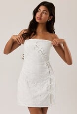Eyelet Strapless Bow Detail Mini Dress