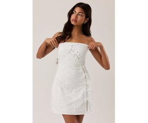 Eyelet Strapless Bow Detail Mini Dress - SPLASH