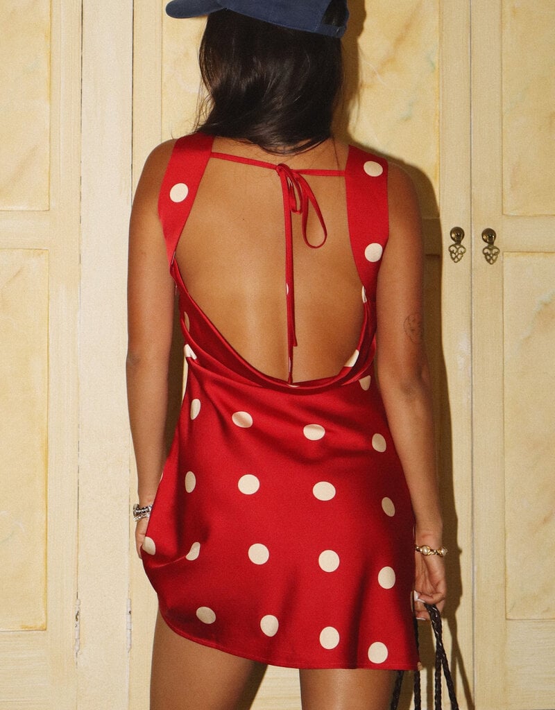 Polka Dot Open Back Mini Dress