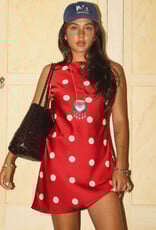 Polka Dot Open Back Mini Dress