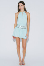 Shell Waist Halter Open Back Mini Dress