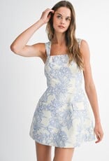 Floral Jacquard Mini Dress Skort