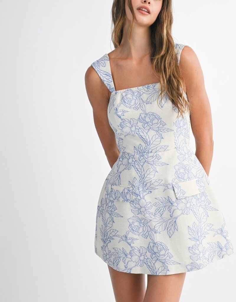 Floral Jacquard Mini Dress Skort