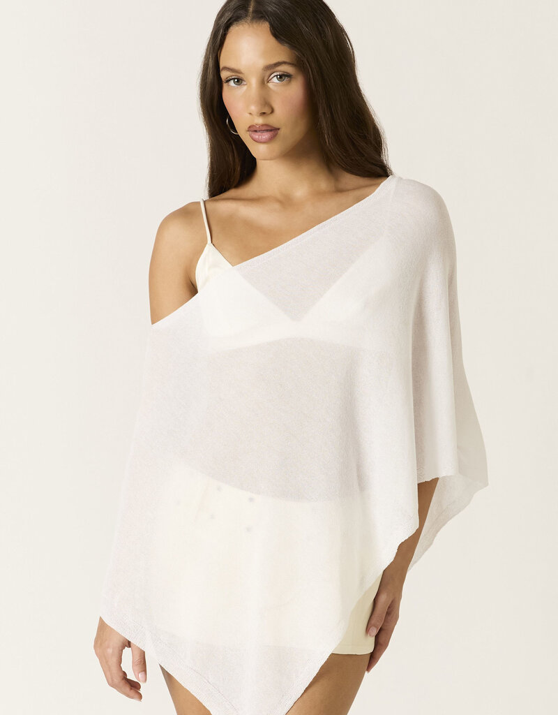 Light Weight Knit Asymmetrical Hem Semi Sheer Sweater