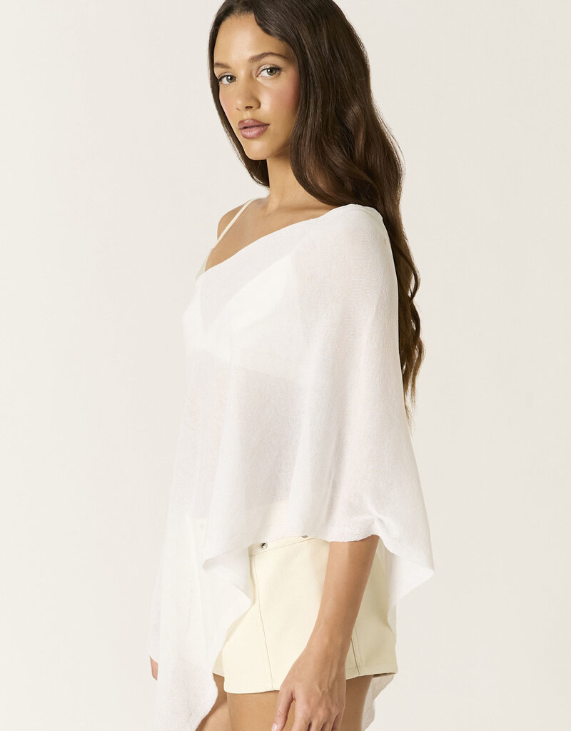 Light Weight Knit Asymmetrical Hem Semi Sheer Sweater