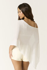 Light Weight Knit Asymmetrical Hem Semi Sheer Sweater