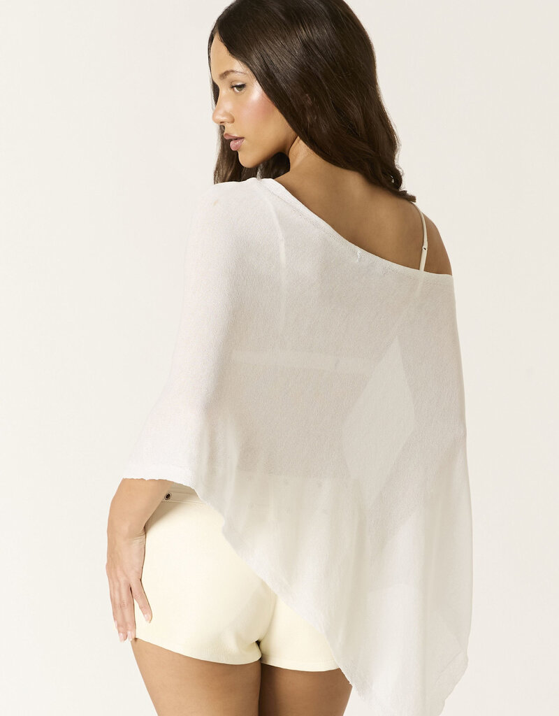 Light Weight Knit Asymmetrical Hem Semi Sheer Sweater