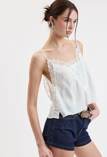 Wide  Lace Side Tie Cami Crop Top