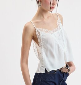 Wide  Lace Side Tie Cami Crop Top