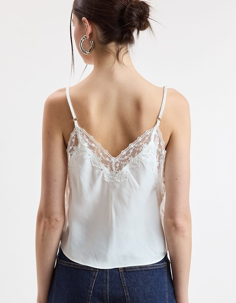 Wide  Lace Side Tie Cami Crop Top