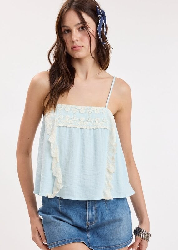Embroidered Floral Lace Cami Top