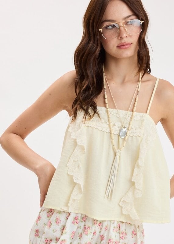 Embroidered Floral Lace Cami Top