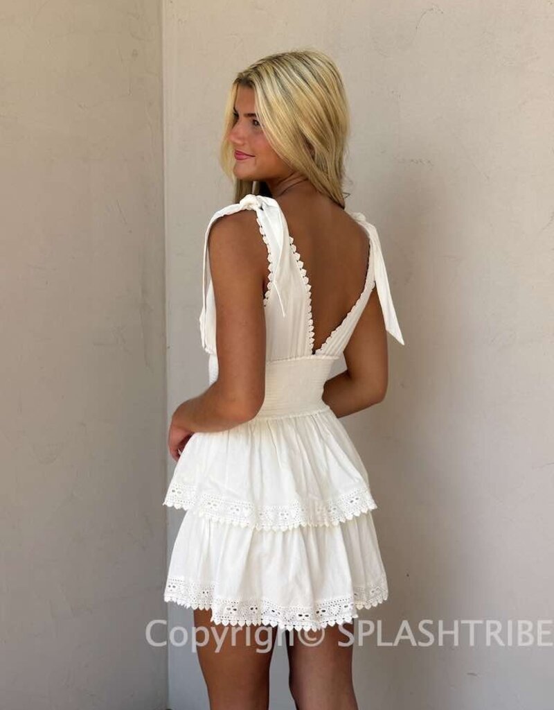 Thick Tie Strap Tiered Mini Dress