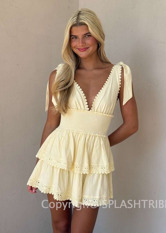 Thick Tie Strap Tiered Mini Dress