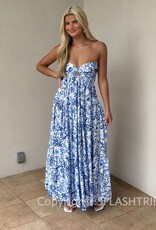 Floral Twisted Ruched Bust Maxi Dress