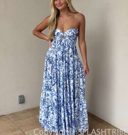 Floral Twisted Ruched Bust Maxi Dress