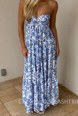 Floral Twisted Ruched Bust Maxi Dress