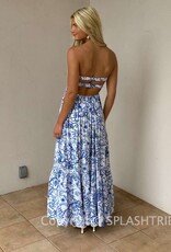 Floral Twisted Ruched Bust Maxi Dress