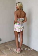 Tropical Waist Tie Skort Mini Dress
