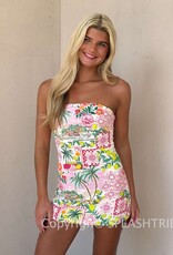 Tropical Waist Tie Skort Mini Dress