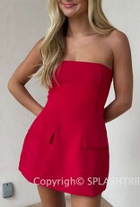 Front Pocket A Line Strapless Mini Dress