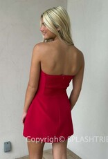 Front Pocket A Line Strapless Mini Dress