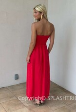 Marisa Linen Strapless Maxi Dress