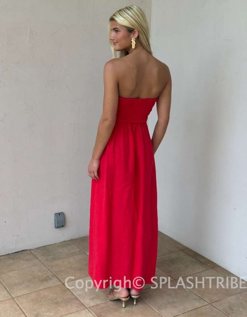 Marisa Linen Strapless Maxi Dress