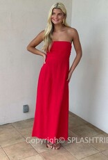 Marisa Linen Strapless Maxi Dress