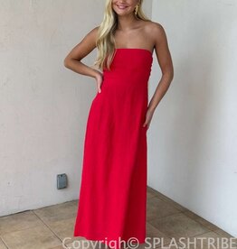 Marisa Linen Strapless Maxi Dress